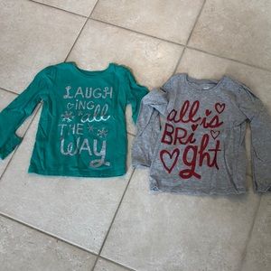 Pair of size 3T long sleeved Christmas shirts